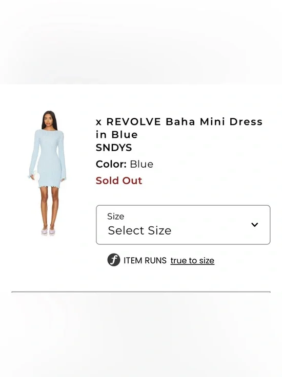 Blue Open-Back Ribbed Long-Sleeve Mini Dress - Picture 2 of 7